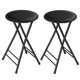 Lavish Home Set of 2 Counter Height Bar Stools – 24-Inch Backless Folding Chairs with 225lb Capacity for Kitchen, Rec Room, or Game Room (Black)