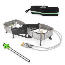 BRS-32 Portable Foldable Camping Stove Expandable Double Cooktop - Easy to Operate, Camping Kitchenware with BRS-191 Electronic Igniter