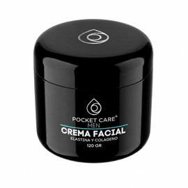 Crema Facial para Hombre con Colágeno y Elastina hidrata profunda la piel, es antiarrugas, da firmeza y Control de Líneas de Expresión | Pocket Care Men | 120 g