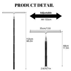 Shower Squeegee with Long Handle,Window Squeegee with Extension Pole Squeegee for Shower Glass Floor Squeegee, Telescoping Shower Squeegee for Glass Door, Tile Wall, Car,Floor