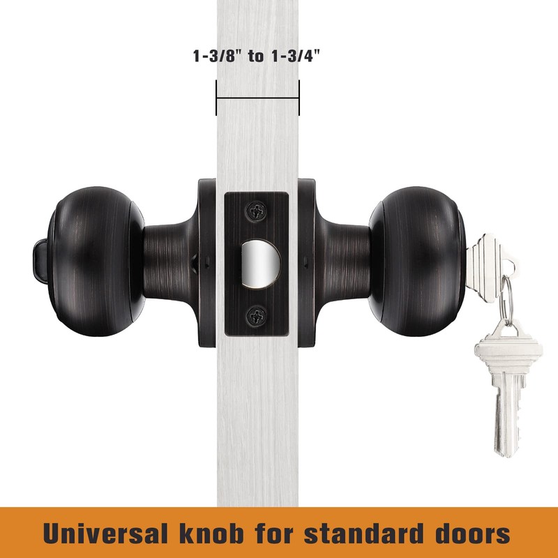 Probrico Keyed Entry Door Knob with Lock and Same Key,