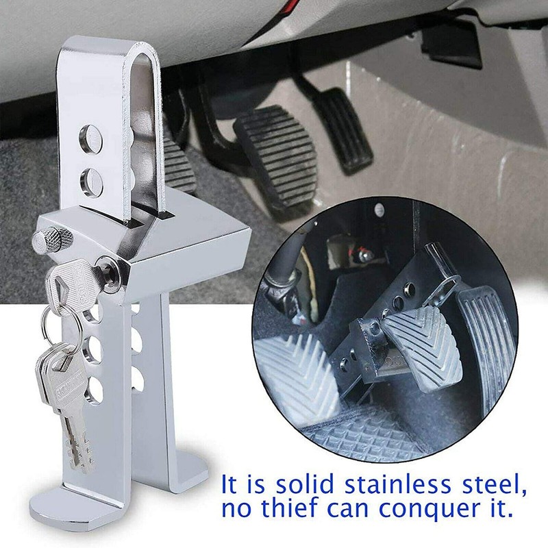 Car Pedal Lock, 8 Adjustment Hole Solid Hardened Steel Gearbox