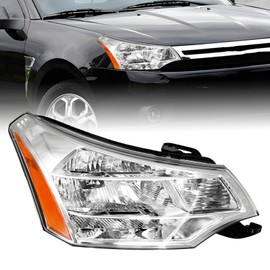 Rvplpr Headlight Assembly Compatible with 2008 2009 2010 2011 Focus S SE SES SEL Headlamp Chrome Housing OE Factory Replacement w/o Bulbs (Right Passenger Side)