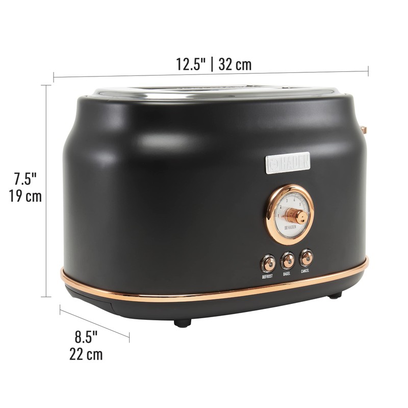Haden DORSET, Stainless Steel Retro Toaster with Adjustable Browning Control