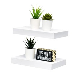 WELLAND Set of 2 Floating Shelves Wall Mounted Shelf, for Home Decor with 8" Deep (White, 10 inch)