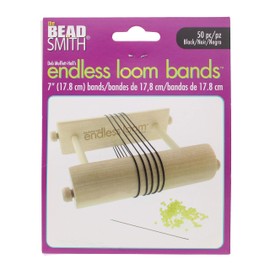 The Beadsmith Deb Moffett-Hall’s Endless Loom Bands, 7 Inches Diameter, Pack of 50 Pieces, Black Color, Use with The Endless Loom