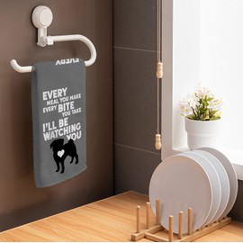 HIWX Funny Dog Every Meal You Make Every Bite You Take i'Ll Be Watching You Decorative Kitchen Towel Dish Towels, Dog Kitchen Towels, Dog Saying Hand Towels Kitchen Tea Towel Decor 16x24（Pug Dog）