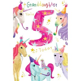 Granddaughter 5th Birthday Card Age 5 Unicorns 9" x 6" Lovely Verse