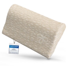 sositex 1 Premium Pillow for Sauna, Hammock, Beach, Neck Support, Travel Pillow, Design: Wave, Dimensions: 30 x 20 cm, Cover 100% Linen, Upholstery Pure (Natural/White)