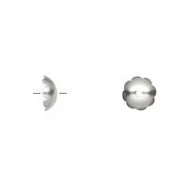 Platinum Bead Cap, 100 Silver Plated Brass 8x3mm Scalloped to Fit 8-10mm Beads