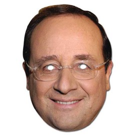 Francois Hollande Celebrity Mask Cardboard Mask Made of High-Quality Glossy Cardboard with Eye Holes and Elastic Band – 30 x 30 x 21 cm
