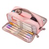 Pencil Pouch With 3 Compartments Large Capacity Double Opening Soft