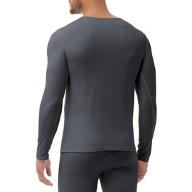 ZUTY 3 Pack Long Sleeve Thermal Shirts for Men Fleece Lined Soft Thermal Underwear Cold Weather Warm Base Layer Pajamas Tops Black-Black-Grey XL