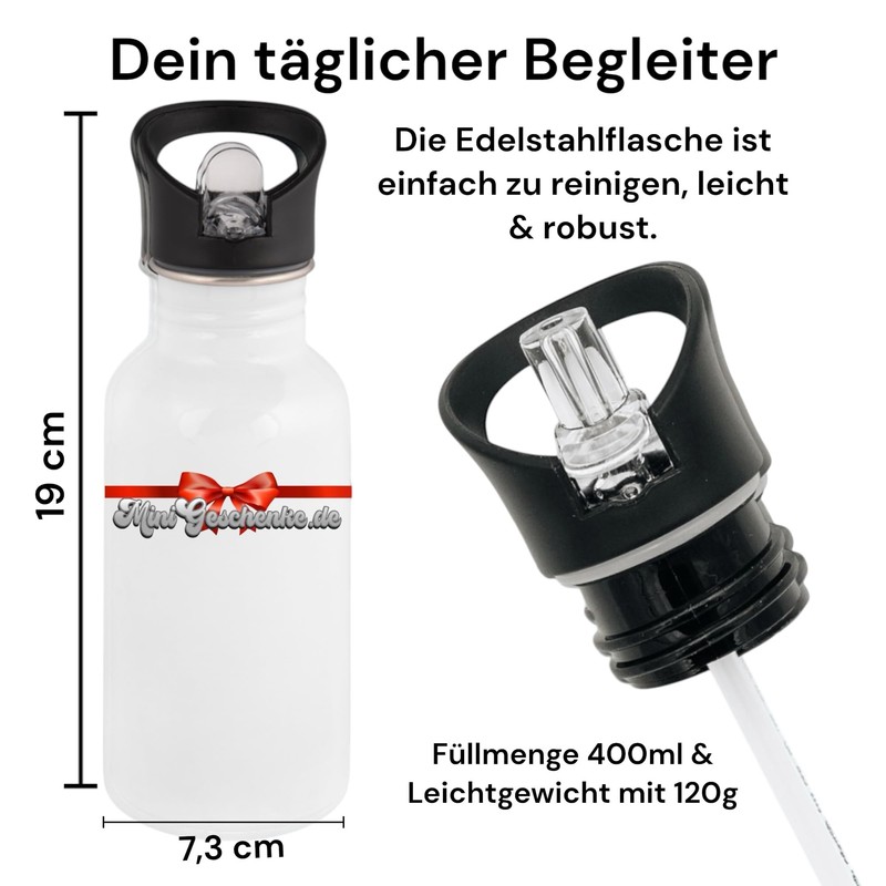 Personalisierte Trinkflasche Kinder Edelstahl [ 400ml ] - Robuste Trinkflasche