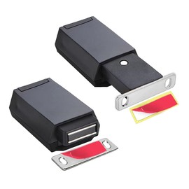 beiyaiey 2 Pack Heavy Duty Push Latch & Lock for Hidden Door Touch Latches and Catch Magnet Push Release Drawer Pull Tip, Black Easy Install