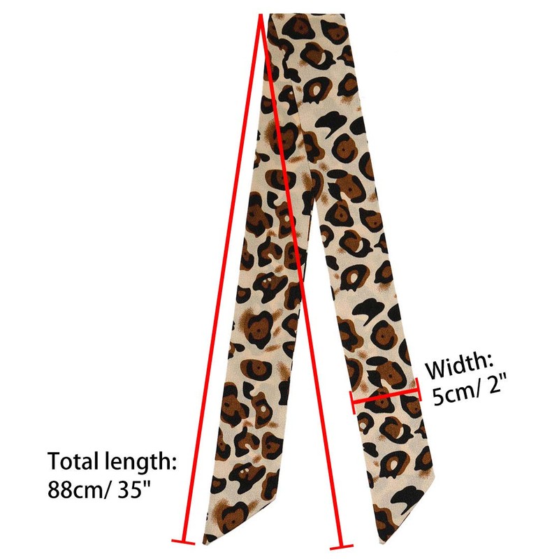 Allegra K Neckerchief Ribbon Scarf, Rectangle, Thin, Leopard Print, Hair