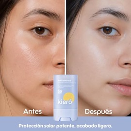 KIERO Protector Solar Facial en Barra SPF 50+ PA++++ 20 g | Manzanilla, vitamina E, madecassoside, acabado mate, no graso, portátil, retoque sobre maq