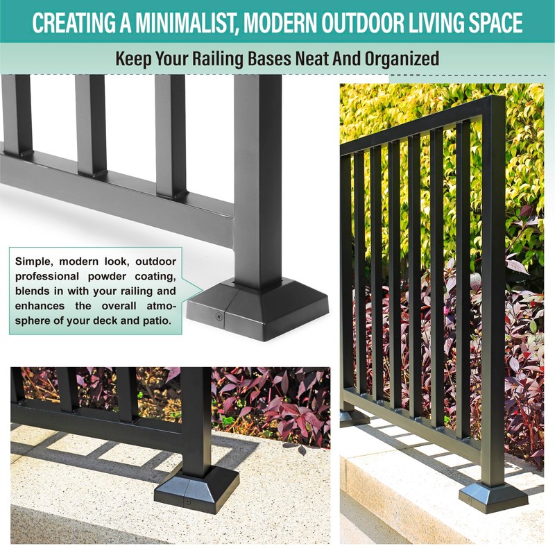AJOVW 8Pcs 1.5" (1.5" Post/4" Base) Aluminum Post Base Cover,