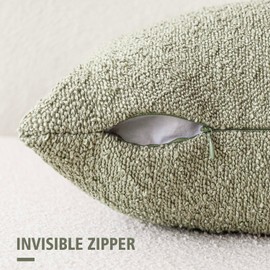 Foindtower Pack of 2, Decorative Textured Boucle Throw Pillow Covers Accent Solid Pillow Cases Cozy Soft Couch Cushion Case for Chair Sofa Bedroom Living Room Home Decor 22x22 Inch Dirty Sage Green