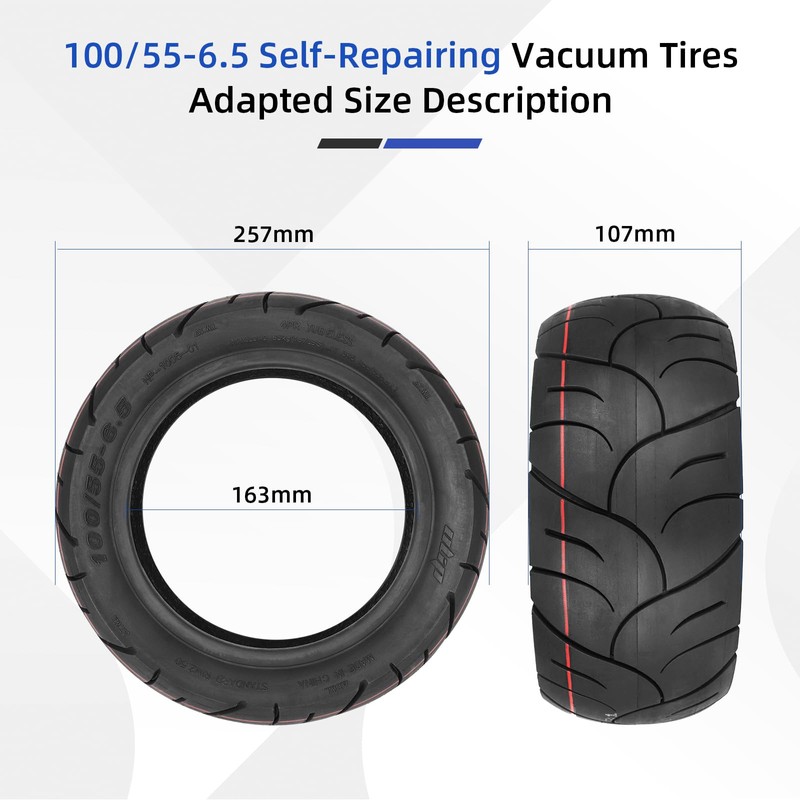 ulip (2 Pack) 100/55-6.5 Vacuum Tire 11 Inch with Built-in