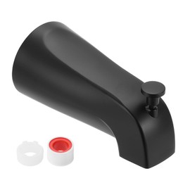 sourcing map Slip on Diverter Tub Spout, Zinc Alloy Bath Spout Bathtub Faucet with Pull-Up Diverter Plastic Reducer Joint for 1/2 Inch Water Tub for Bathroom Kitchen, Black