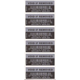 1000 X Security Labels Stickers Void if Removed Tamper-Evident Security Sealed Each with Unique Barcode and Serial Number