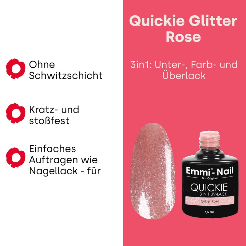 Emmi Nail Quickie Glitter Rose 3-in-1 (Dusky Pink, L044), LED