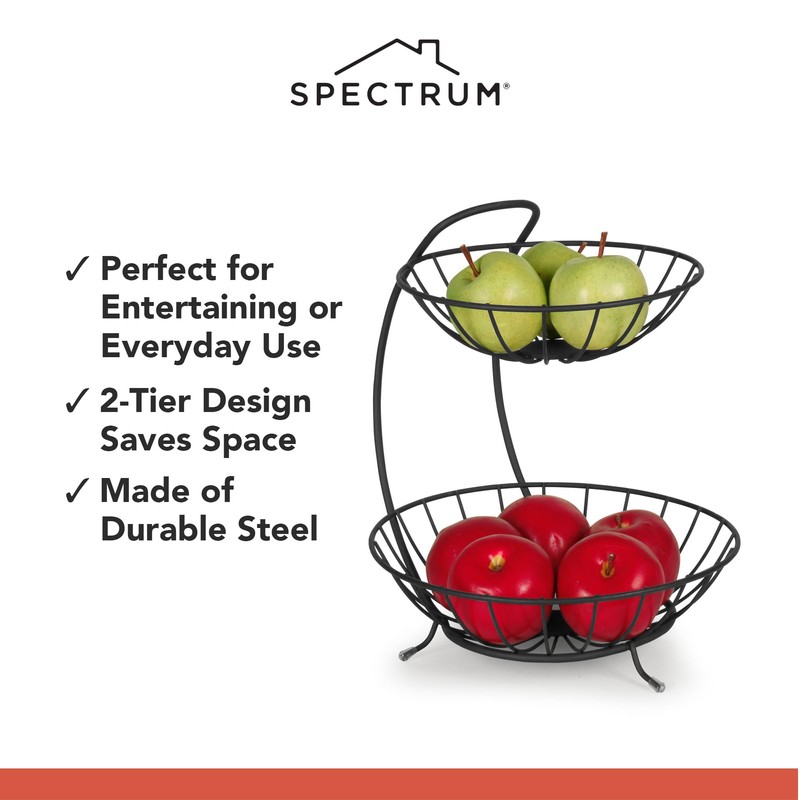 Spectrum Yumi 2 Tier Fruit Basket Server for Kitchen Counter