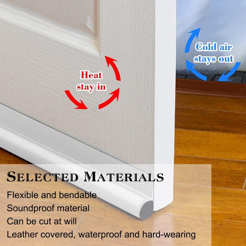 2 x 96 cm white draught excluder for doors, draught