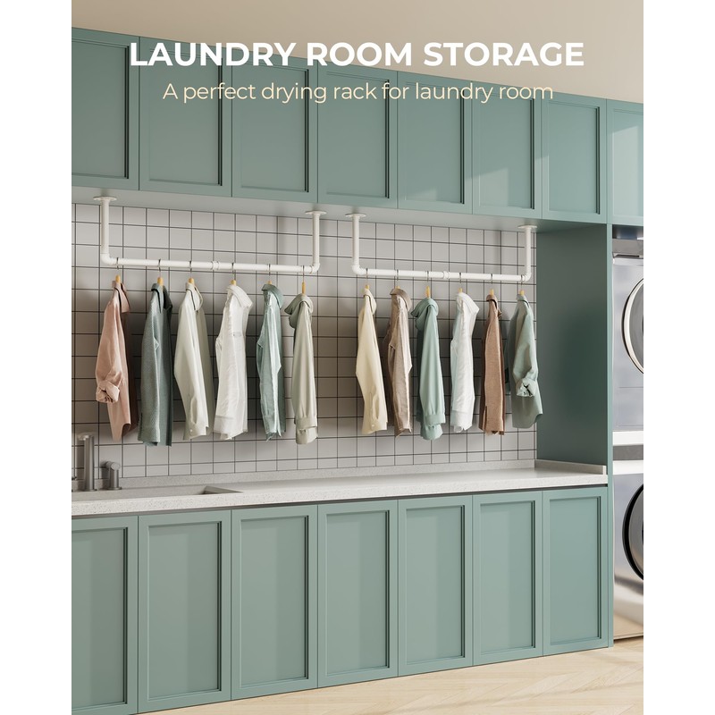 OROPY Industrial Pipe Clothes Rack Wall Mounted Set of 2,