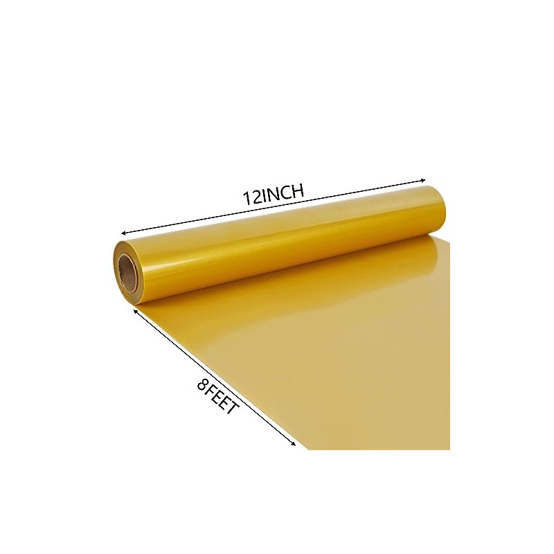 Iron-On Golden Vinyl Rolls - 12" x 8ft Glossy HTV