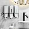 No-Drill 3 Pack 500ml Wall Mounted Soap Dispenser for Bathroom