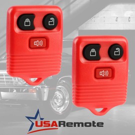 Key Fob Keyless Entry Remote fits Ford, Lincoln, Mercury, Mazda F150 F250 F350 Escape Expedition Explorer Ranger Flex (Red), Set of 2