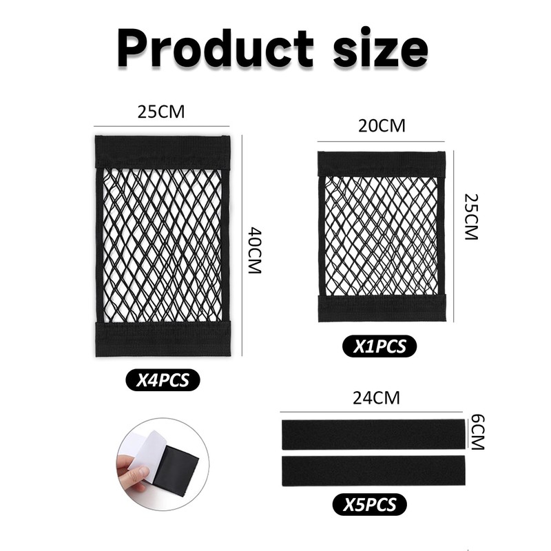 Pack of 5 Car Net Bag Boot Storage Bag Mesh