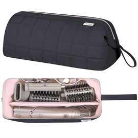 Karsyon Hair Tools Travel Bag Organizer for Dyson Airwrap Case Holder Shark Hair Dryer Flex Style Airstraight Brush Revlon Attachments Carrying Case Flat Curling Iron Bags (Black)