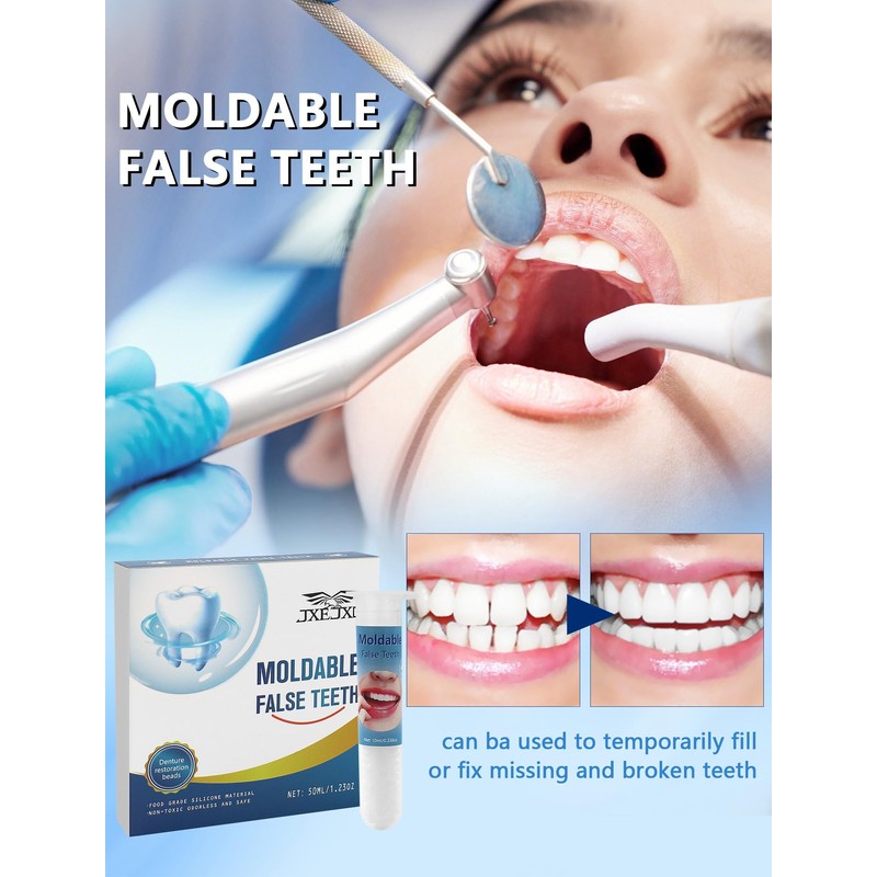 JXE JXO Tooth Repair Kit, Moldable False Teeth, DIY tooth