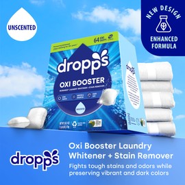 Dropps Oxi Booster Pods, Unscented (64 Pods) - Chlorine-Free Bleach Alternative Biobased Laundry Whitener & Stain Remover