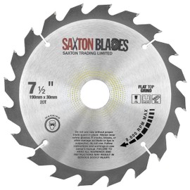 Saxton Flat Top TCT Circular Saw Blade 190mm x 20T x 30mm Bore + rings fits Bosch Makita etc