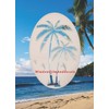 Oval Leaning Palm Trees Etched Window Decal Vinyl Glass Cling