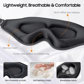 BeHoomi Antifaz para dormir, antifaz premium para dormir, antifaz para dormir con diseño ergonómico 3D, bloqueo de luz mejorado y antifaz para dormir con los ojos vendados para mujeres, hombres, antifaz cómodo para cualquier lugar en cualquier momento (Ne