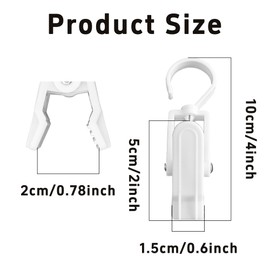 PDETVEO 12 PCS White Super Strong Laundry Hooks, Plastic Clothes Pins Swivel Hanger Clips for Beach Towel, Home Travel/Kitchen Office