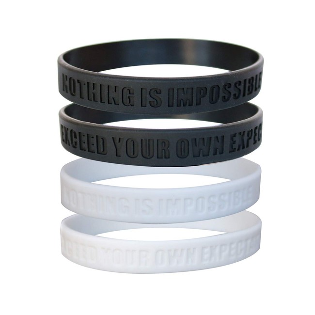 GOMOYO Nothing is Impossible, Exceed Your Own Expectations Motivational Silicone Wristbands, Eight Colors of Inspirational Rubber Bracelets - Bulk Options for Teams Available