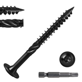 Valorada 20Pcs Wood Screws 6.3 x 100mm, Decking Screw, Black Wood Screws, Heavy Duty Construction Structural Screw, Rust Resistant, Washer Head, Star Drive with Bit
