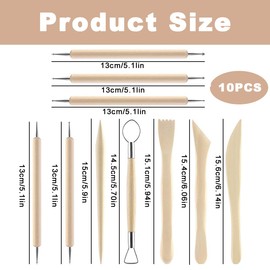Clay Modelling Tools, 10 Pcs Wooden Clay Sculpting Modelling Pottery Tools Kit for DIY Art Crafts