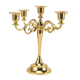 5 Arm Candlestick Holder Iron Retro Decorative Candle Holder Centerpiece for Home Church Gold