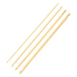 Crochet Hooks, 4 Pieces, 9.4 Inch Long, Various Sizes, Non-Slip Bamboo Double Crochet Hooks, Portable, Lightweight, DIY, Tunisian Crochet Hooks for Knitting, Sewing