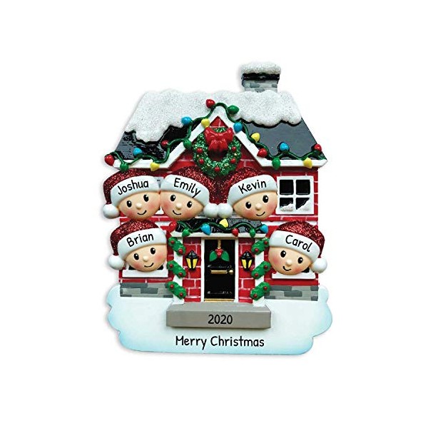 Personalized New House Family of 5 Christmas Tree Ornament 2020