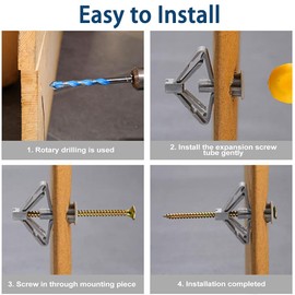 Drywall Anchor kit, Hollow Wall Anchors with Screws Plasterboard Screw Plugs Butterfly Expansion for Drywall Curtain Gypsum Hardware (Grey 20PCS)