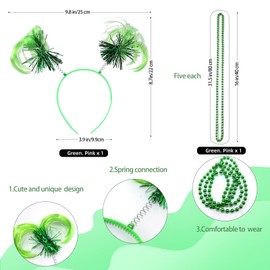 kuchisity 2 Set Women Tutu Costume Accessories Set, Spirit Day Pom Pom Headband Necklaces Heart Sunglasses Tube Socks Tutu Wear for Women Party(Green + Pink)