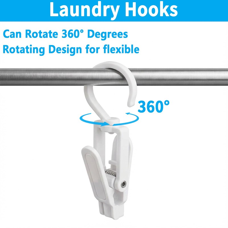 VinBee 20 PCS Laundry Hooks with Clips Super Strong Plastic